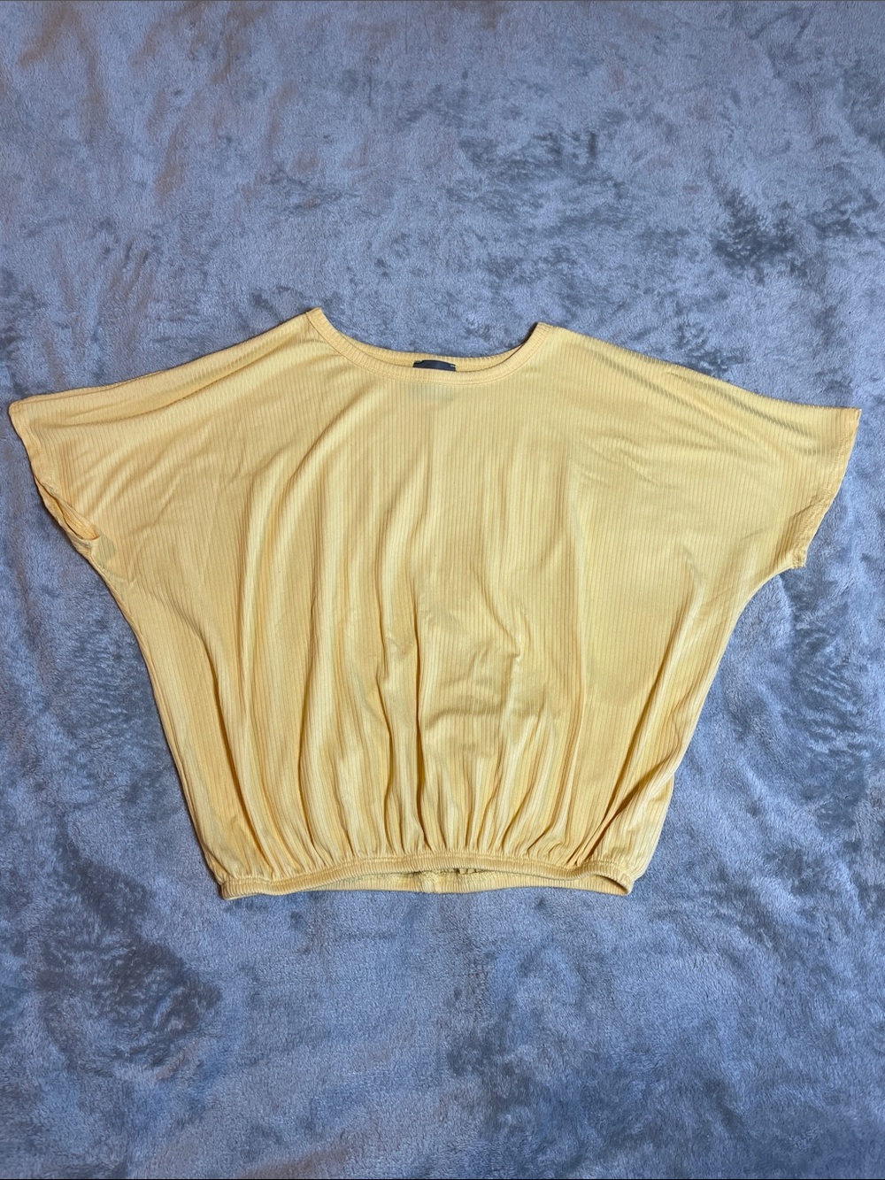 Olivia Rae Yellow Ribbed Batwing Short Sleeve Top